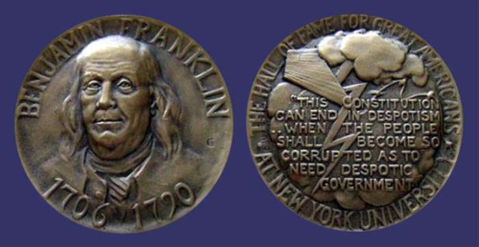 Benjamin Franklin, Hall of Fame of Great Americans at New York University, 1962
