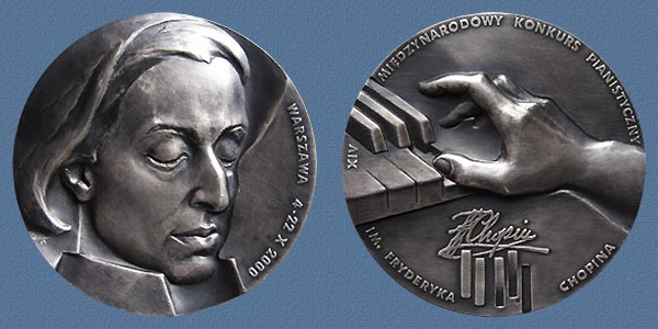 XIV INTERNATIONAL F.CHOPIN PIANO COMPETITION ( medal-prize), struck tombac, silvered, 70 mm 2000
Keywords: contemporary