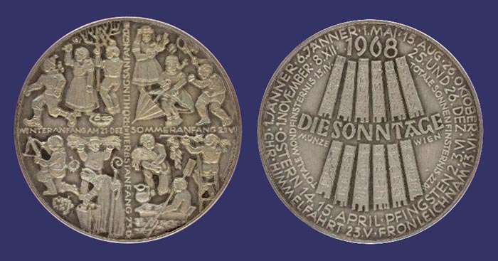 1968, Austrian Mint, Hans Kttenstorfer,  Four Seasons
