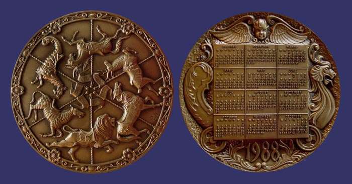 Calendar Medal, Carousel, Medallic Art Company, 1988
[b]Photo by John Birks[/b]
Keywords: sold