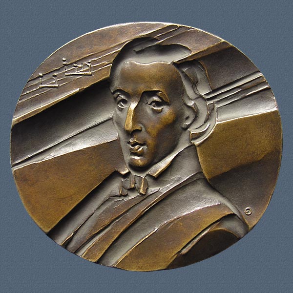 50th ANNIVERSARY OF THE F. CHOPIN INSTITUTE IN WARSAW, cast bronze, 100x100 mm, 1984, Obverse
Keywords: contemporary