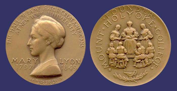 #53, Mary Lyon (Elected 1905), by Laura G. Fraser and Karl Gruppe, 1967
