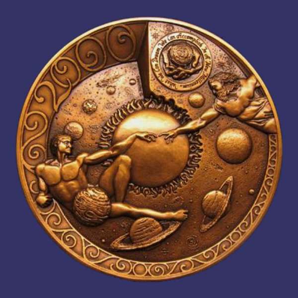 The Creation, Medalcraft Mint Calendar Medal, 2000
Keywords: Steven Adams Michelagelo creation christian religion god universe art
