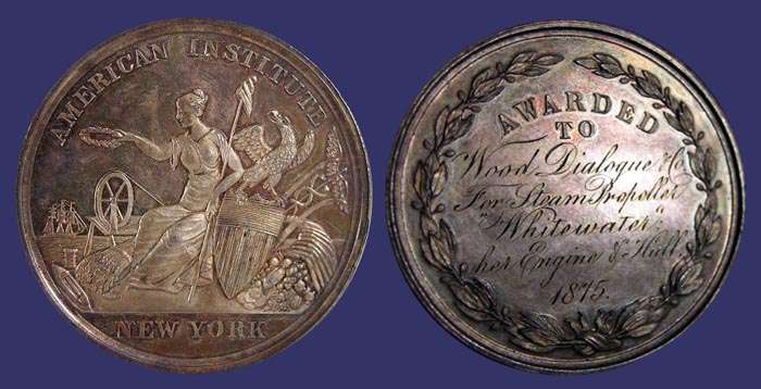 American Institute of New York, Silver Medal Awarded in 1875 for Ship Construction
