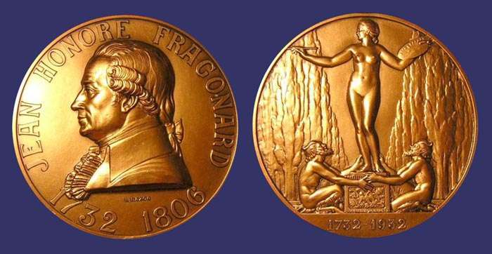Jean Honore Fragonard (1732-1806), French Artist, 1932
Recent restrike of this beautiful medal
