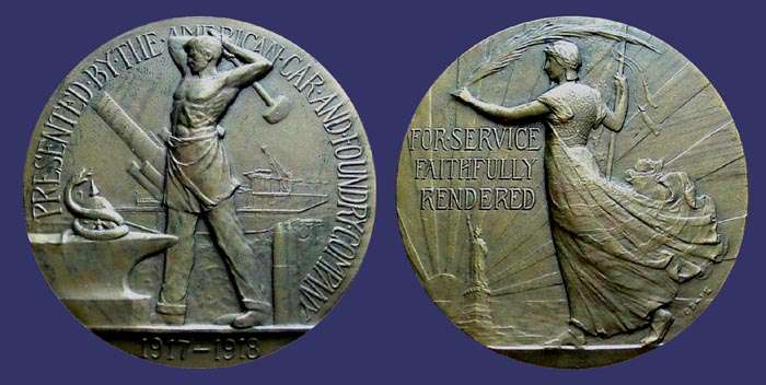 World War I Service Award by the American Car and Foundry Company, 1918
Keywords: Chester Beach