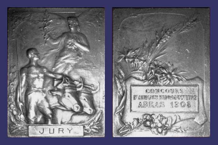 Concours D'Animaux Reproducteurs Arras, Jury Plaque, 1908

