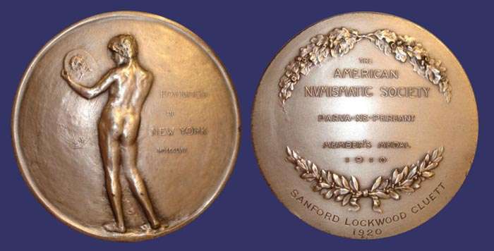 American Numismatic Society Member's Medal, Silver, 1910
