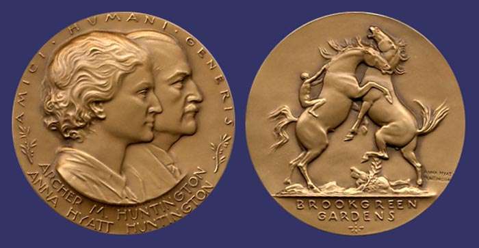 Archer M. and Anna Hyatt Huntington, Brookgreen Gardens Medal, 1967
