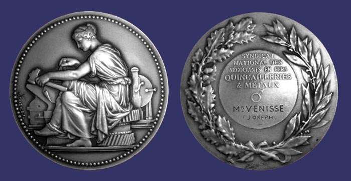 Industrie (Industry at Work), Award Medal
[b]From the collection of Mark Kasier[/b]

Reverse by Henry Dubois
