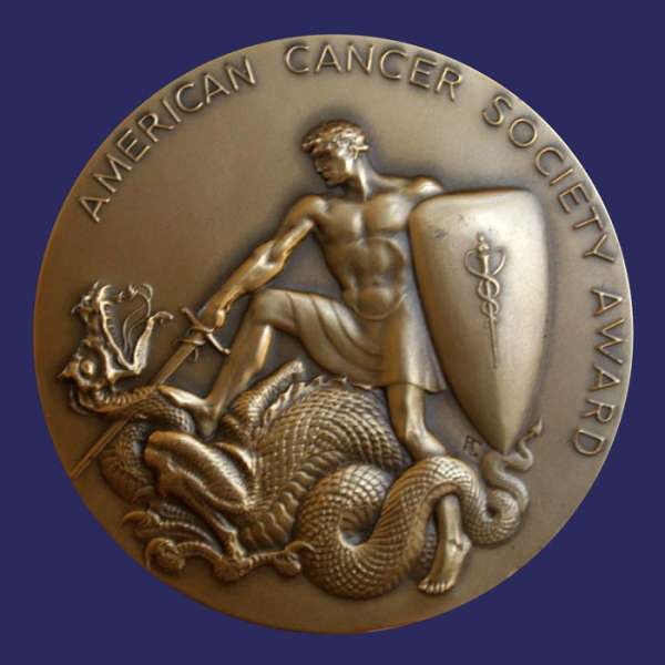 Chambellan, Rene, American Cancer Society Award for Distinguised Service in the Control of Cancer, Obverse
Awarded to Steven F. Chadwick
