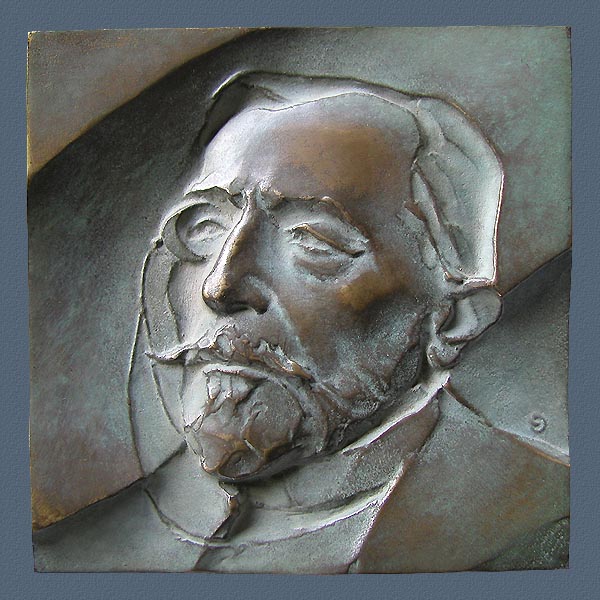 JOSEPH CONRAD, cast bronze, 100x100 mm, 1994, Obverse
Keywords: contemporary