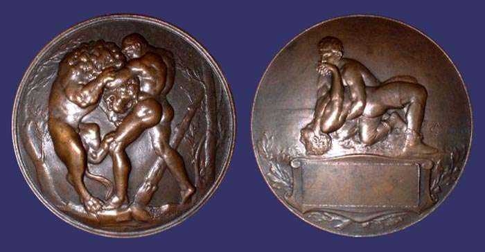 "La Lutte"
Hercules Fighting the Lion, Wrestling Competition Medal.  
"La Lutte" translates from French to mean "The Fight".
