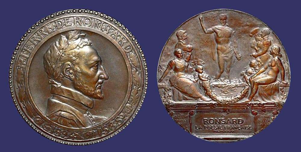Pierre de Ronsard Commemorative Medal, Poet, 1924
