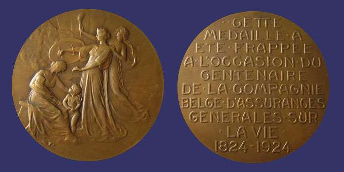 Belgian General Life Insurance Company, Centenary Medal, 1924
[b]From the collection of Mark Kaiser[/b]
