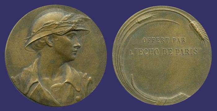 Marianne in Adrian Helmet, L'Echo de Paris Award Medal
[b]From the collection of Mark Kaiser[/b]

Undated but struck during WWI
