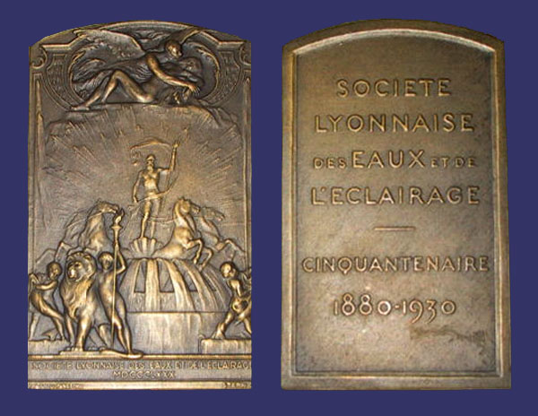 Societe Lyonnaise des Eaux et de L'Eclairage, 1880 (designed with Stern)
From the collection of Mark Kaiser

This example struck in 1930


Keywords: neoclassical