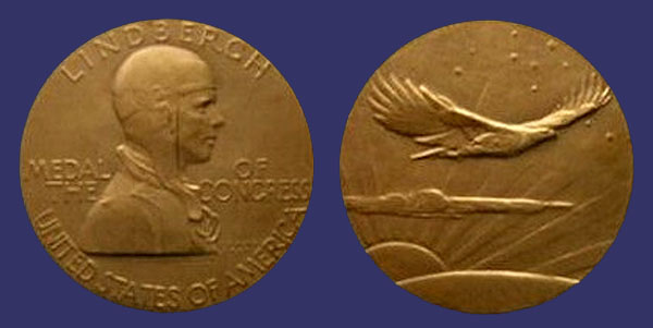 Charles Lindbergh, Medal of the Congress, United States of America, Commerative, 1928
From the collection of Mark Kaiser
Keywords: flight aircraft