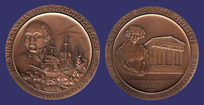 Sir John & Lady Jane Franklin, Tasmanian Numismatic Society medal, 1987
[b]From the collection of Mark Kaiser[/b]
