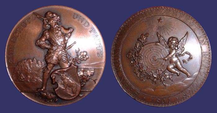 Bern-Burgdorf Shooting Medal, 1891
[b]From the collection of Mark Kaiser[/b]
