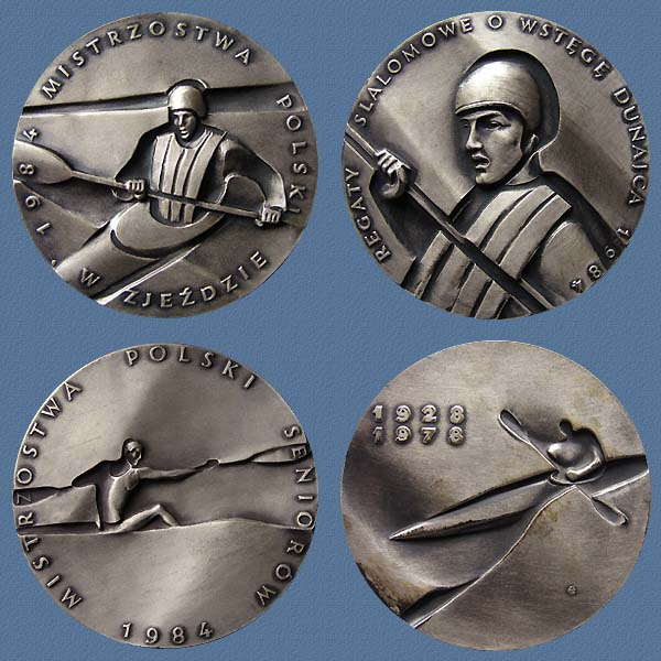 KAYAK CHAMPIONSHIPS (prize medals), obverses, struck tombac silvered, 60 mm, 1984 and
Keywords: contemporary