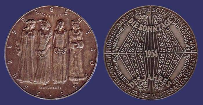 Jahresregent Sonne, Calendar Medal, 1954
[b]From the collection of Mark Kaiser[/b]

