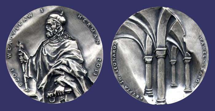 King Wladyslaw I Herman (1079-1102)
[b]From the collection of Mark Kaiser[/b]

This medal is fom a series of 43 struck medals devoted to the history of the Polish monarchy and edited in 1985 - 2003 by the Polish Numismatic Society - Section in Koszalin. The author of the series is Ewa Olszewska-Borys, a featured artist on this website. All medals were struck by the Polish State Mint in Warsaw. See:  [url=http://www.olszewska-borys.artmedal.net]www.olszewska-borys.artmedal.net[/url] - The Royal Series. 
Keywords: contemporary modern
