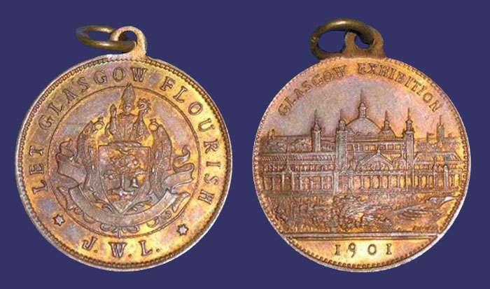 Glasgow Exhibition, 1901
[b]From the collection of Mark Kaiser[/b]

This medal bears the signature of L. Chr. Lauer, but was actually executed by his son Wolfgang Lauer.
Keywords: art nouveau