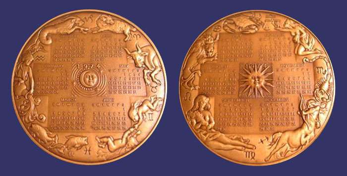 Zodiac Clendar Medal, 1974
From the collection of Mark Kaiser
Keywords: modern contemporary