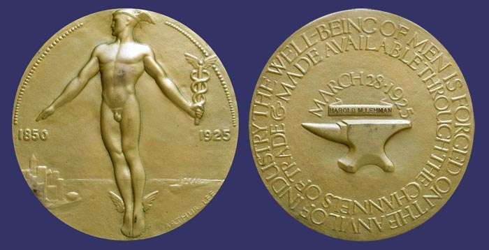 75th Anniversary of Lehman Brothers, 1925
Cast bronze, gold plated, awarded to Harold M. Lehman
