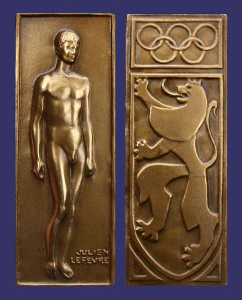 Lefeure, Julien, Nude Male, Belgian Lion, Olympic Rings
This is possibly an Olympics participation medal for Belgian athletes.
Keywords: favorites