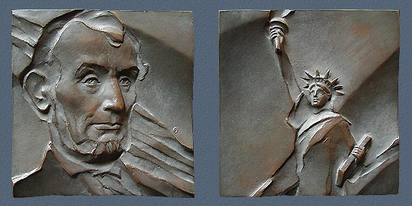 ABRAHAM LINCOLN, cast bronze, 103 x 100 mm, 1993
Keywords: contemporary