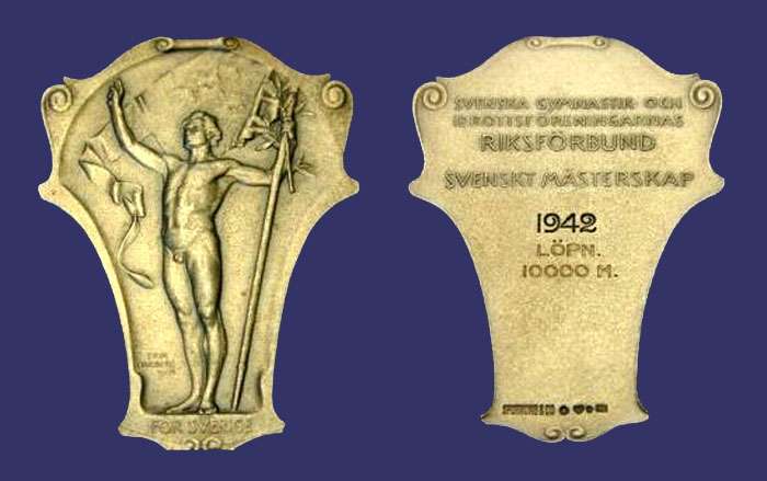 Sports Medal, 10 km Track Silver Prize, Designed 1909, Awarded 1942
From the collection of Mark Kaiser
Keywords: art nouveau
