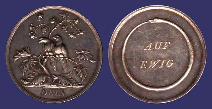 Dein Auf Ewig (Yours Forever), Lovebirds medal
[b]From the collection of Mark Kaiser[/b]

Undated, probably ca. 1880s
