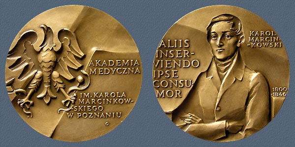 MEDAL OF THE ACADEMY OF MEDICINE IN POZNAN, struck tombac, 80 mm, 1985
