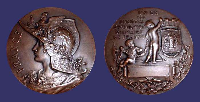 Gallia (by Marey) - Military Horsemanship Society Medal (by Coudray)
From the collection of Mark Kaiser

Obverse (Gallia) by Charles Marey
