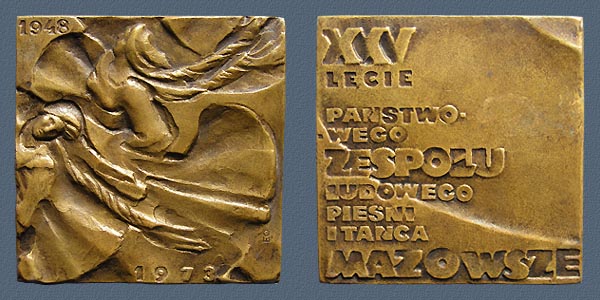 XXV ANNIVERSARY OF THE ENSEMBLE MAZOWSZE, cast bronze, 75x75 mm, 1973
Keywords: contemporary