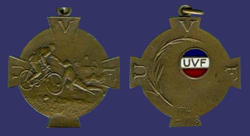 Union Vlocipdique de France, WWI, Bicycle Medal, ca. 1918
[b]From the collection of Mark Kaiser[/b]
