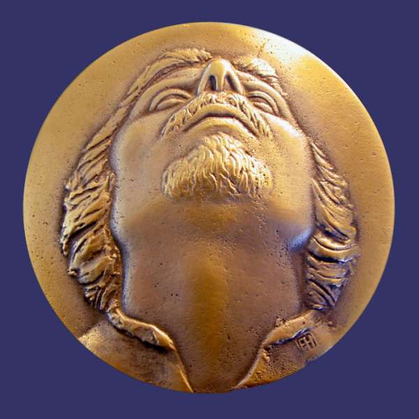 Nikolov, Bogomil, Self Portrait, 1981
This medal is a gift to me by the artist.  Click on "Album List" above to see the gallery of the Bulgarian medallic artist Bogomil Nikolov.
Keywords: Contemporary