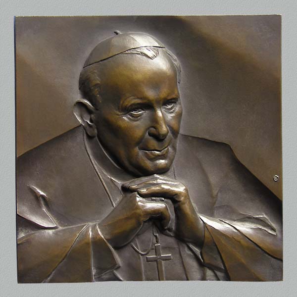 JEAN PAUL II POPE, plaque, cast bronze, 180x180 mm, 2004
