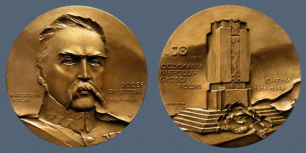 JOSEF PILSUDSKI MARSHAL OF POLAND (70th Anniversary of the Independence), struck bronze, 70 mm, 1988
Keywords: contemporary