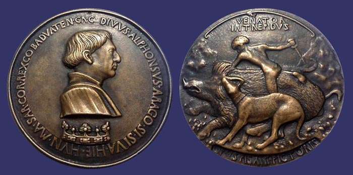 Alfonso V of Aragon
ca. 19th Century Casting of this 15th Century Medal
Keywords: Pisanello Pisano