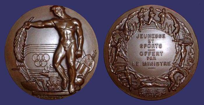 Youth and Sports - French Ministry of Sports Athletic Award Medal
[b]From the collection of Mark Kaiser[/b]

Undated
