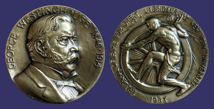 Quattrocchi, Edmondo, New York University Hall of Fame, #85, George Westinghouse (Elected  1955), 1963
Bronze, 77 mm, 273 g
Keywords: favorites