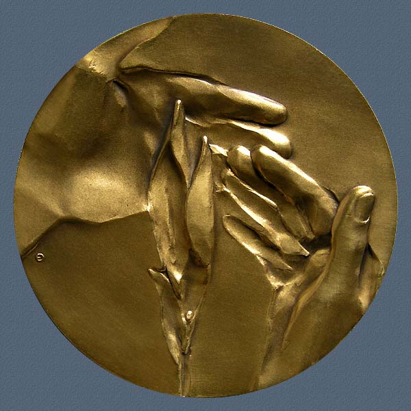 PROTECT ME, struck bronze, 70 mm, 1990
