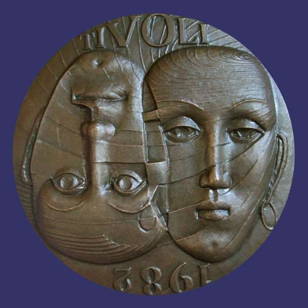 Rsnen, Kauko, Tivoli, 1982, Obverse
Bronze, 70 mm, 428 g

Edge:  KULTATE0LLISUUS FINLAND ANDERS NYBORG A/S DEN 1/5 82 nr 123/5000

