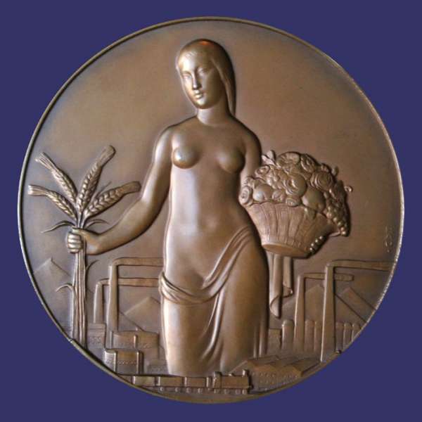 Rau, Marcel, 25th Anniversary of Belgian Society of Nitrogen Fertilizer, Obverse, 1934
Bronze, 80.6 mm, 220 g
