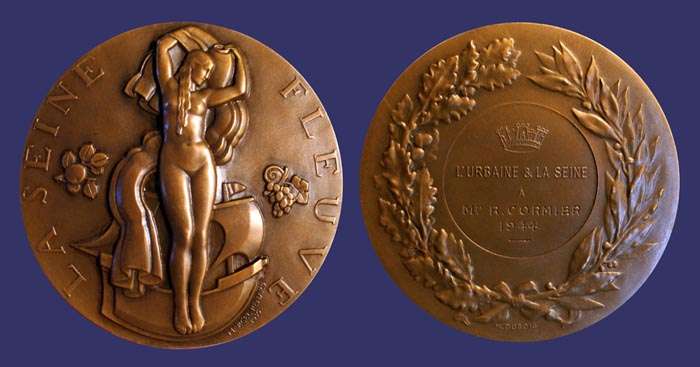 La Seine Flueve, 1936, Awarded 1944
[b]From the collection of John Birks[/b]

Reverse by Henri Dubois
