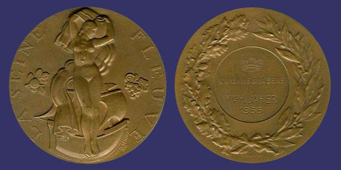 La Seine Fleuve, 1936, Awarded 1955
[b]From the collection of Mark Kaiser[/b]

Reverse by Henri Dubois
