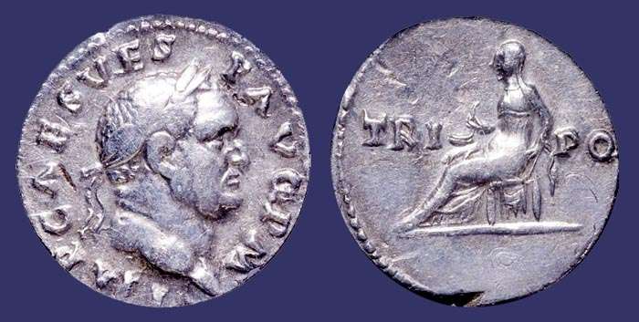 Roman, Vespasian, Silver Denarius, 70-72 AD
